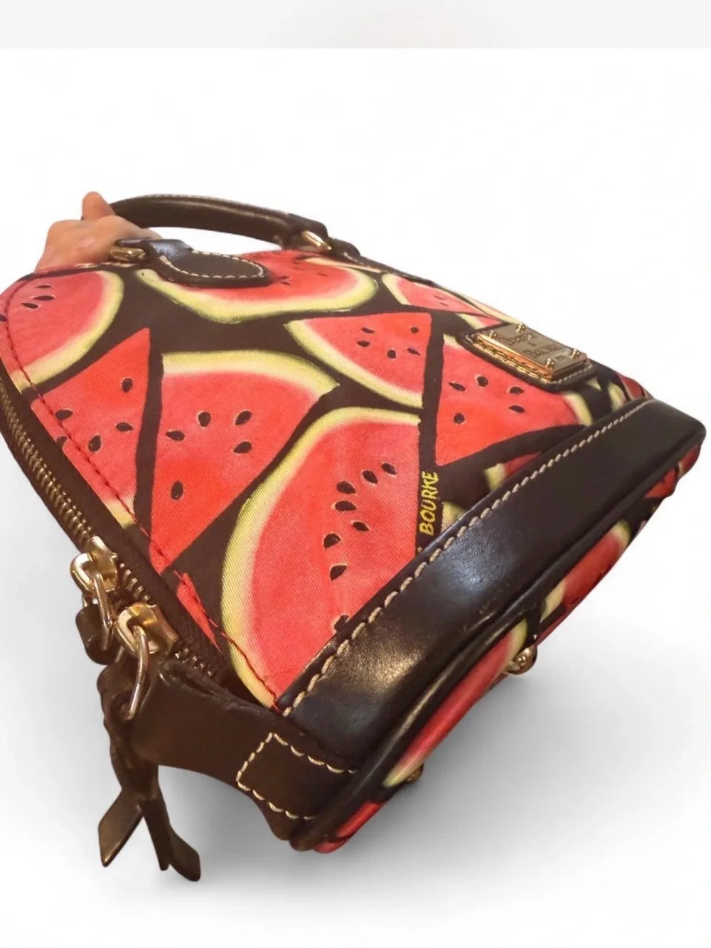 Dooney & Bourke Watermelon Print Dome Satchel with Black Trim